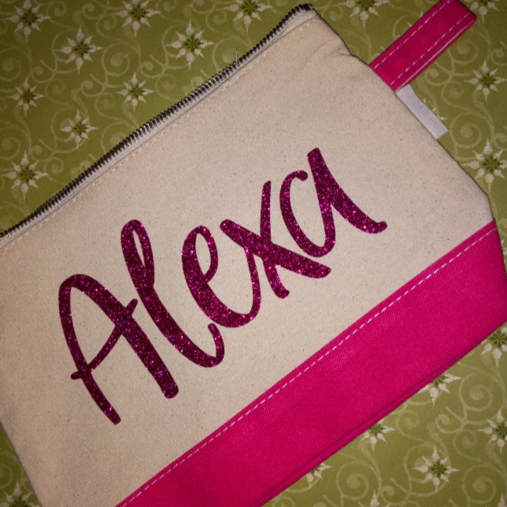"Alexa" Personalized Canvas Makeup Pouch